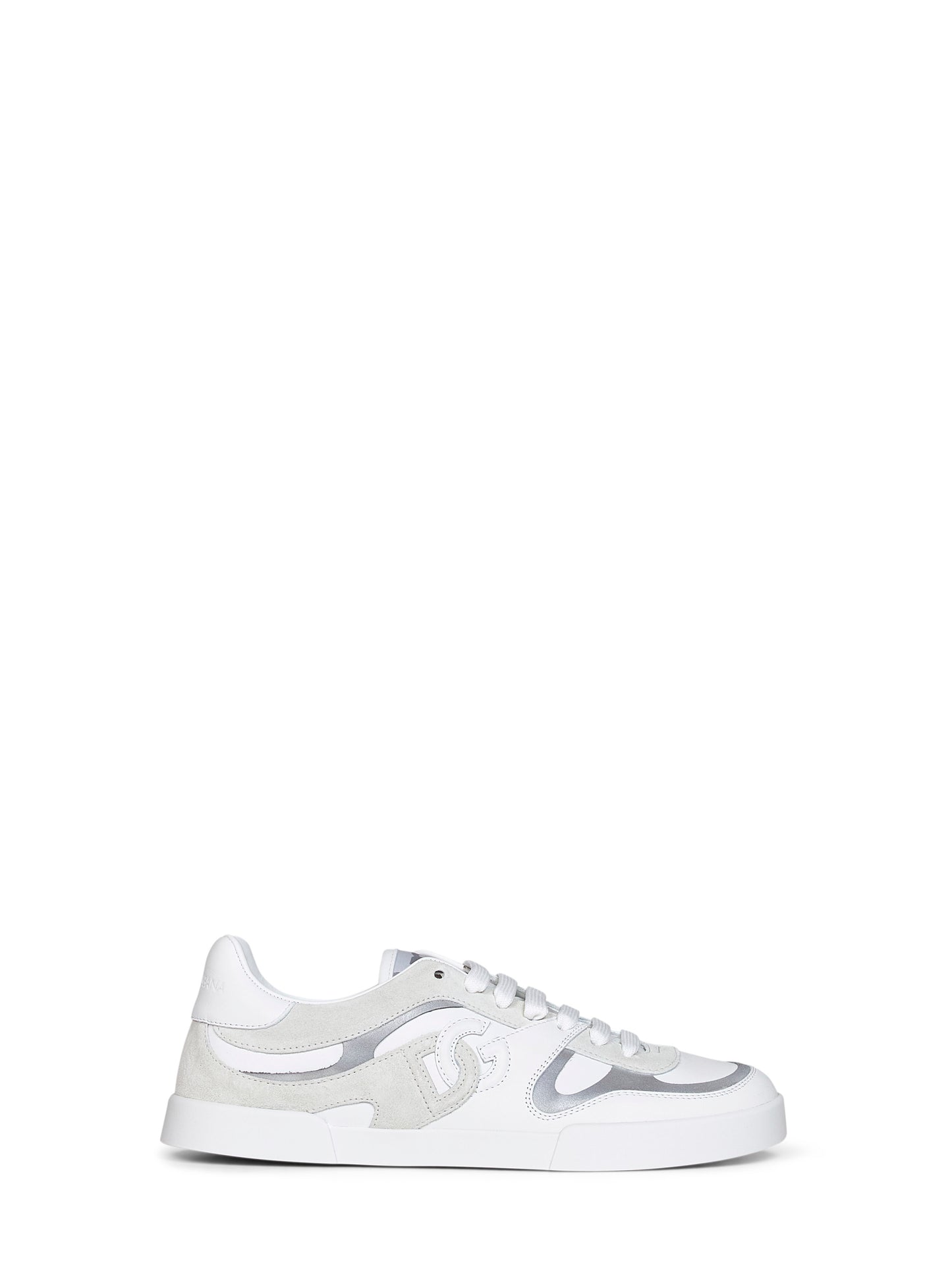 White and ice nappa calfskin and suede Portofino sneakers