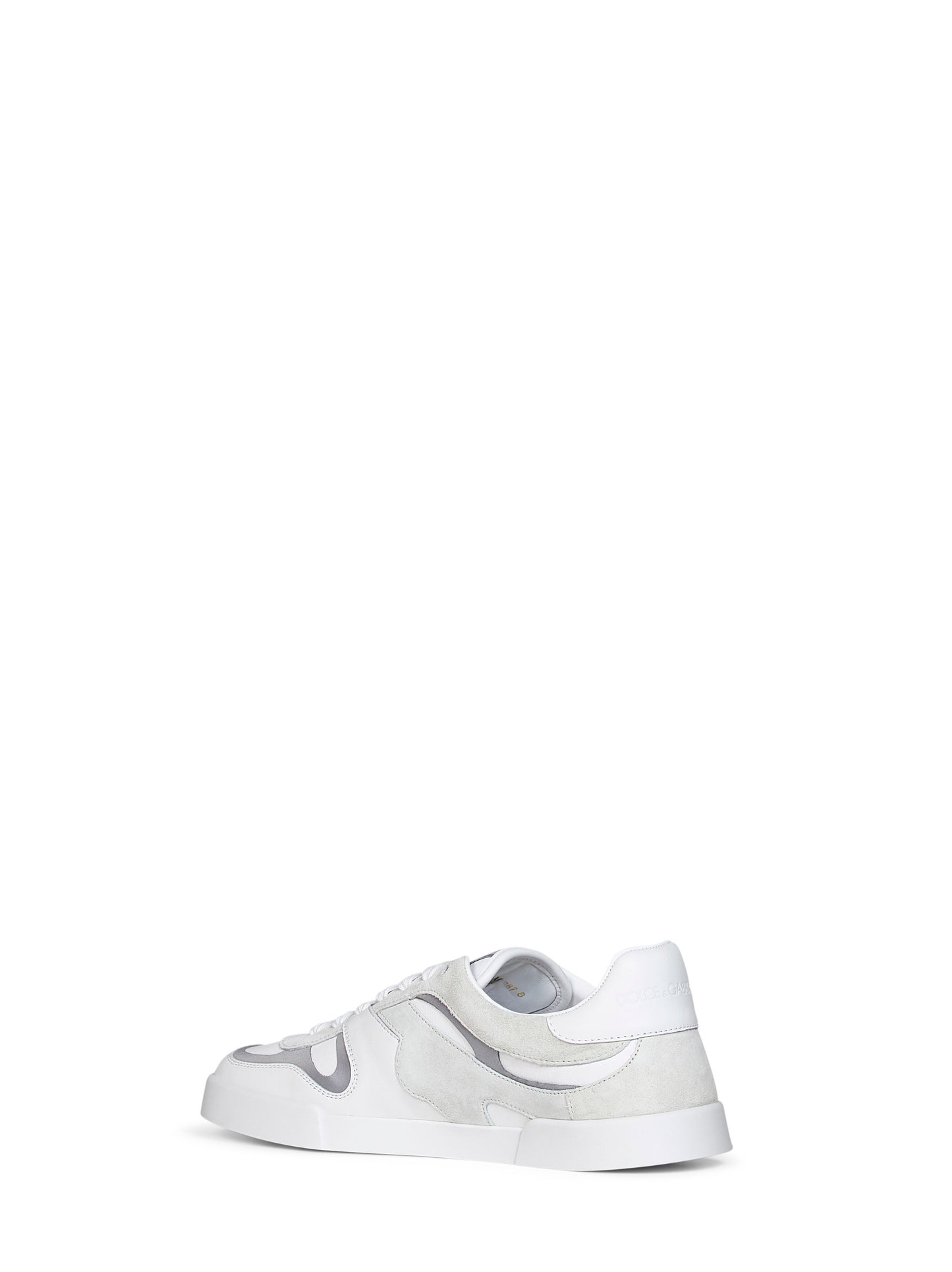 White and ice nappa calfskin and suede Portofino sneakers
