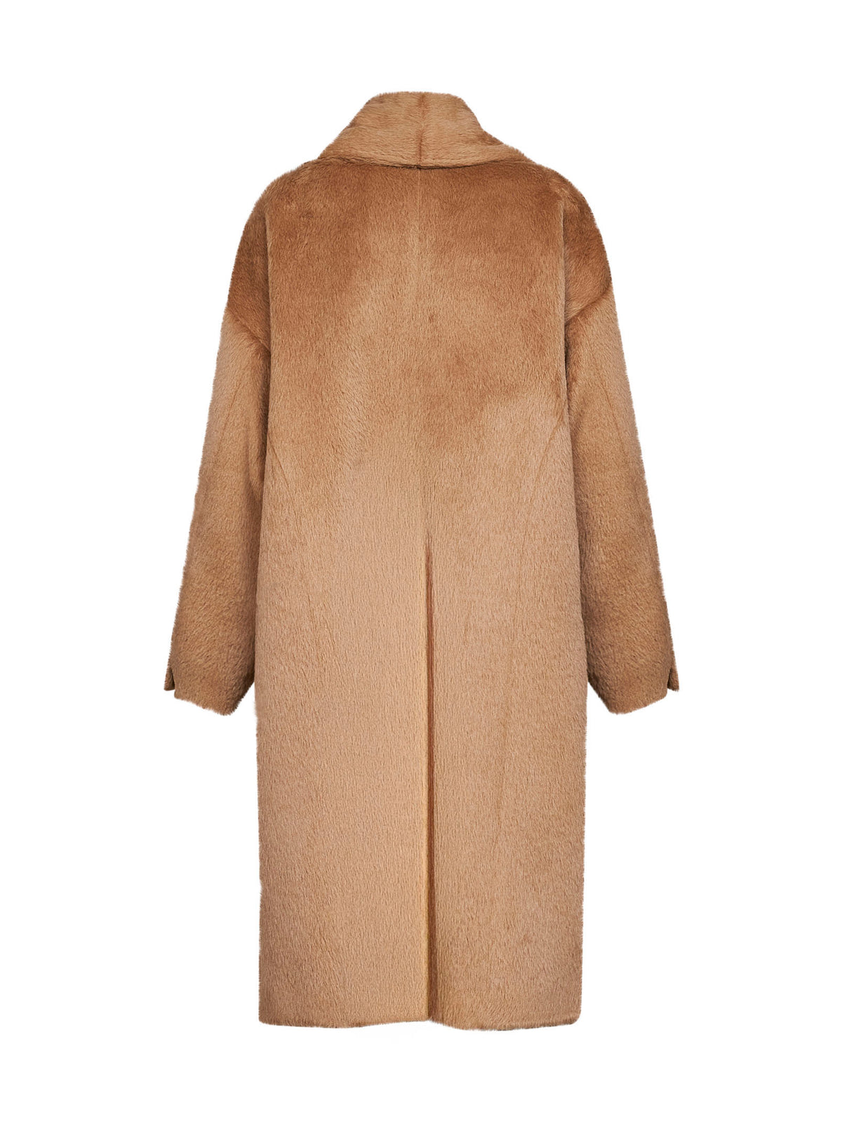 Cappotto con sciarpa in alpaca e lana vergine beige scuro