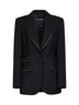 Giacca monopetto Turlington in saia stretch nera