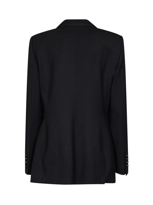 Black stretch twill Turlington single-breasted jacket