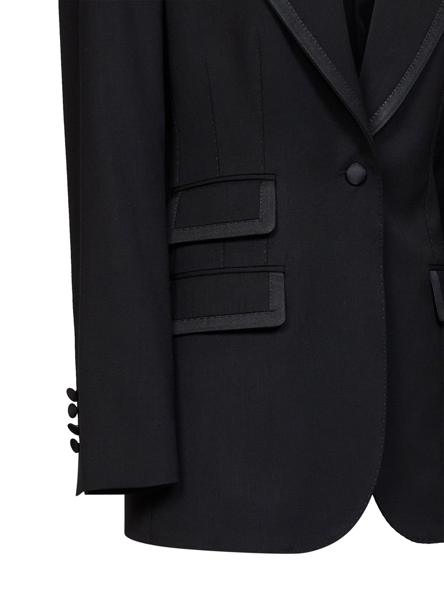 Giacca monopetto Turlington in saia stretch nera
