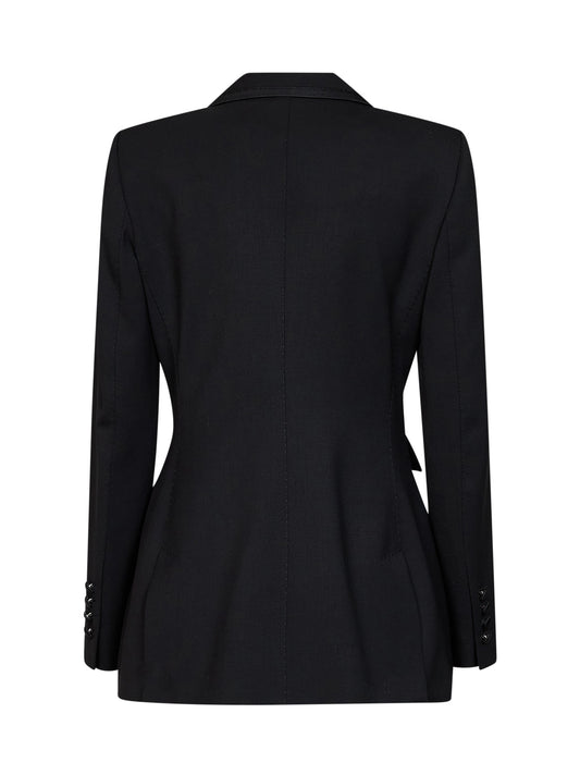 Black stretch twill Turlington double-breasted jacket