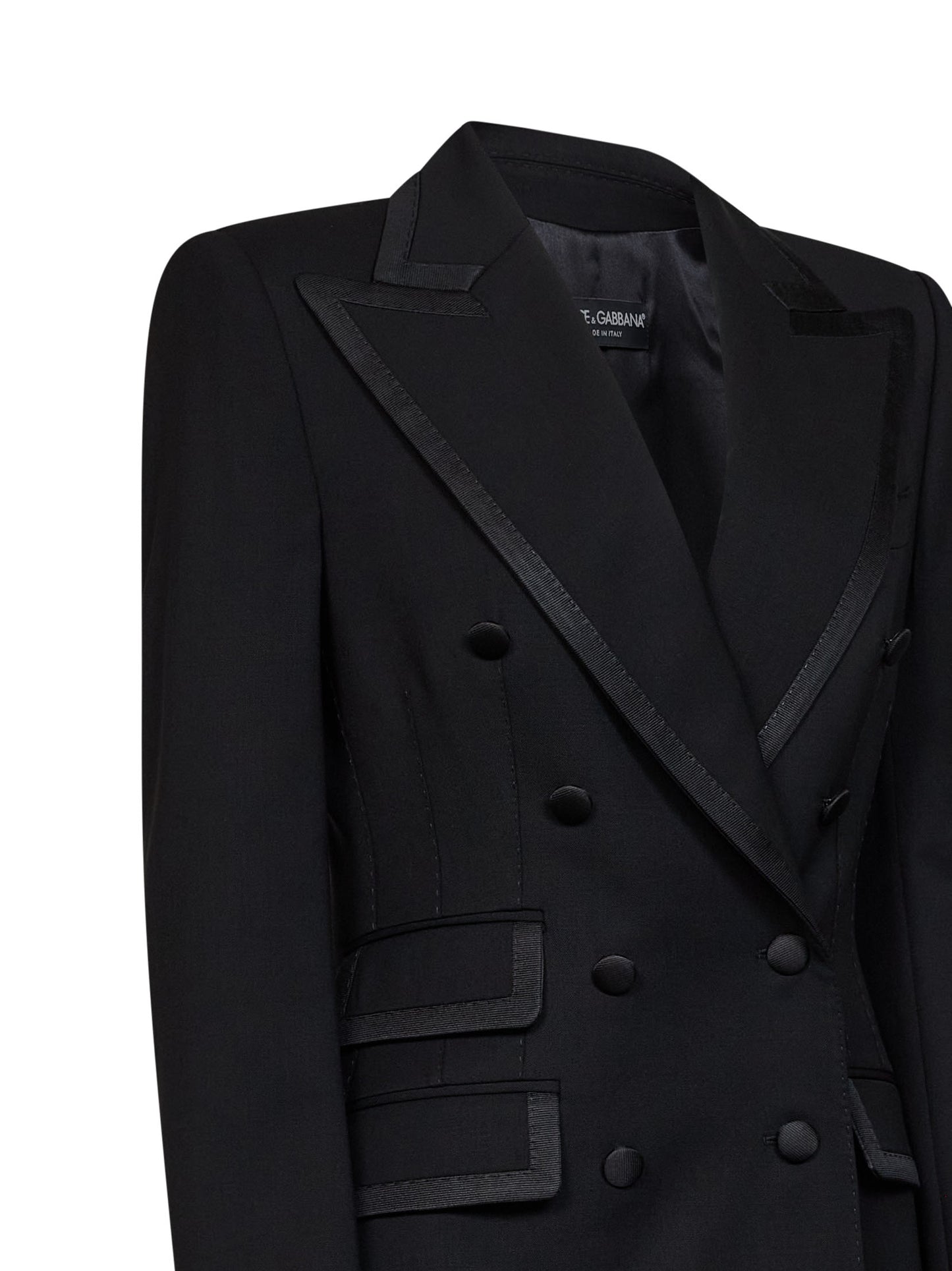 Giacca doppiopetto Turlington in saia stretch nera