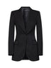 Giacca monopetto Turlington in lana gessata stretch nera