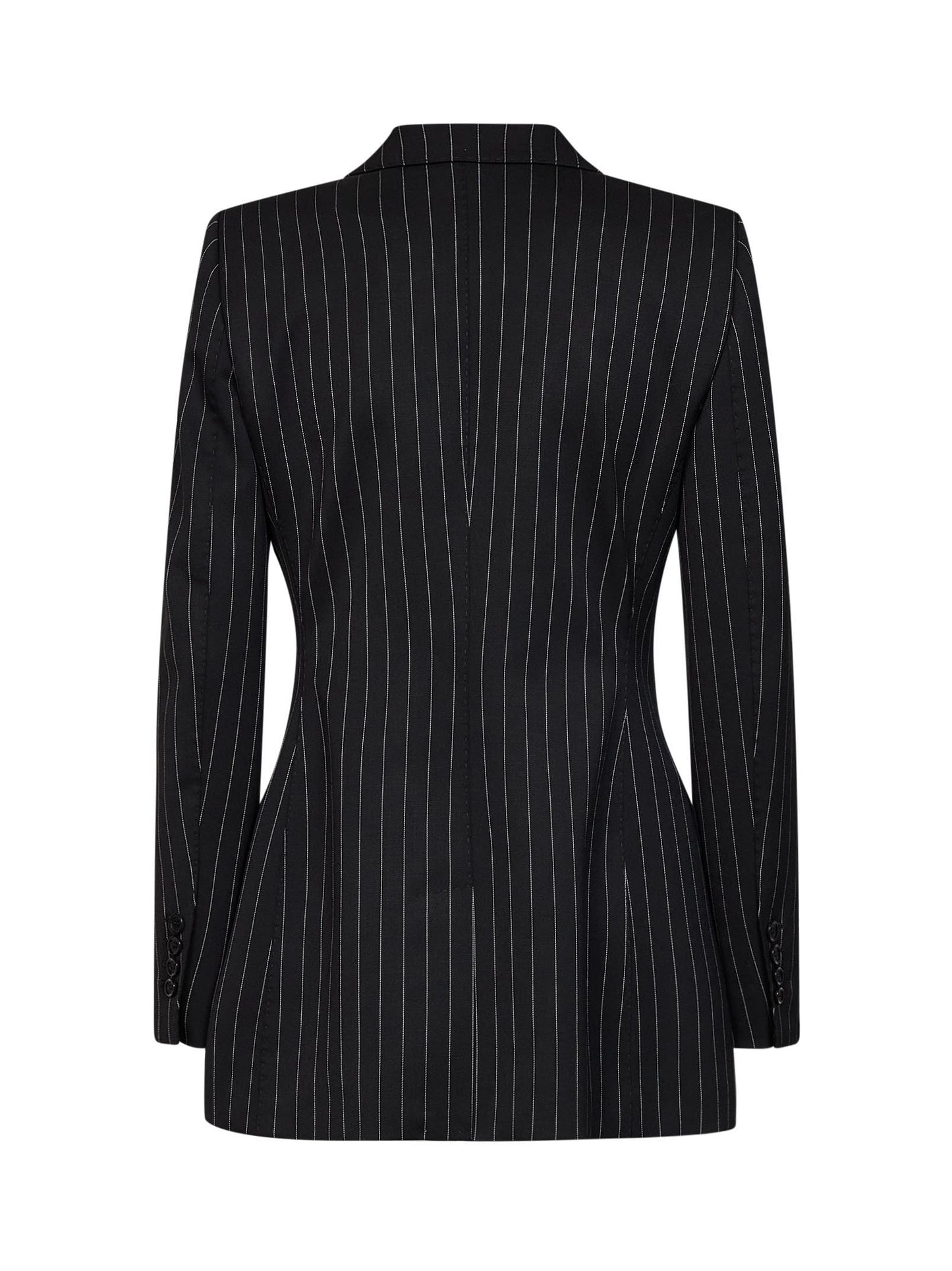 Giacca monopetto Turlington in lana gessata stretch nera