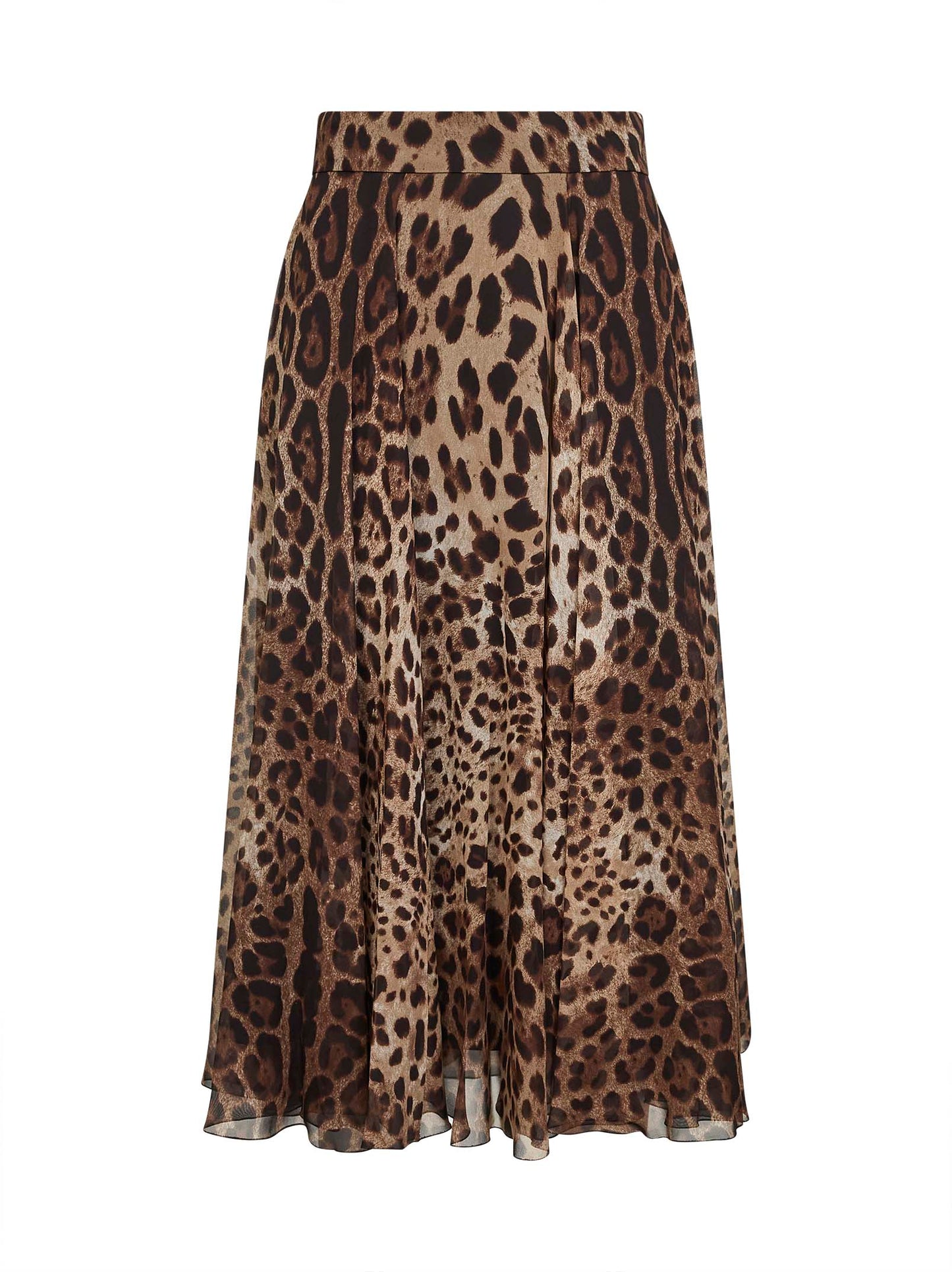 Gonna a ruota in chiffon stampa Leopardo