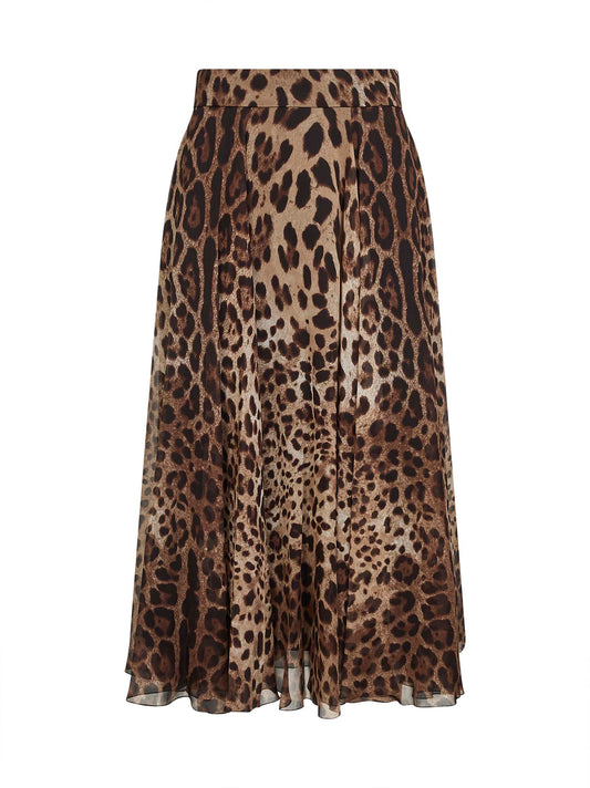 Leopard print chiffon full skirt