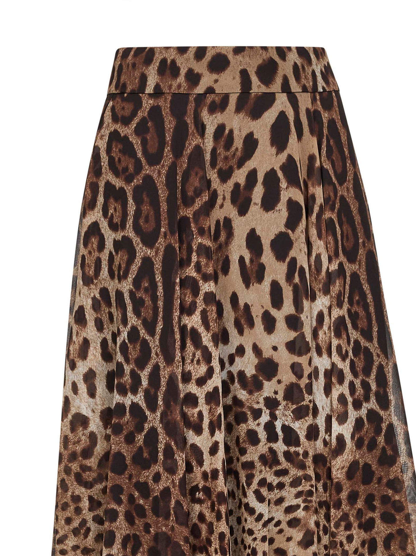 Gonna a ruota in chiffon stampa Leopardo