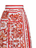 Orange Maiolica-print pleated poplin midi skirt