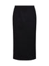 Black stretch wool midi pencil skirt