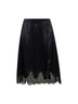 Gonna midi in raso nero con inserti in pizzo