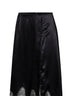 Gonna midi in raso nero con inserti in pizzo
