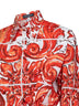 Camicia corta con fiocco in popeline stampa Maiolica arancione