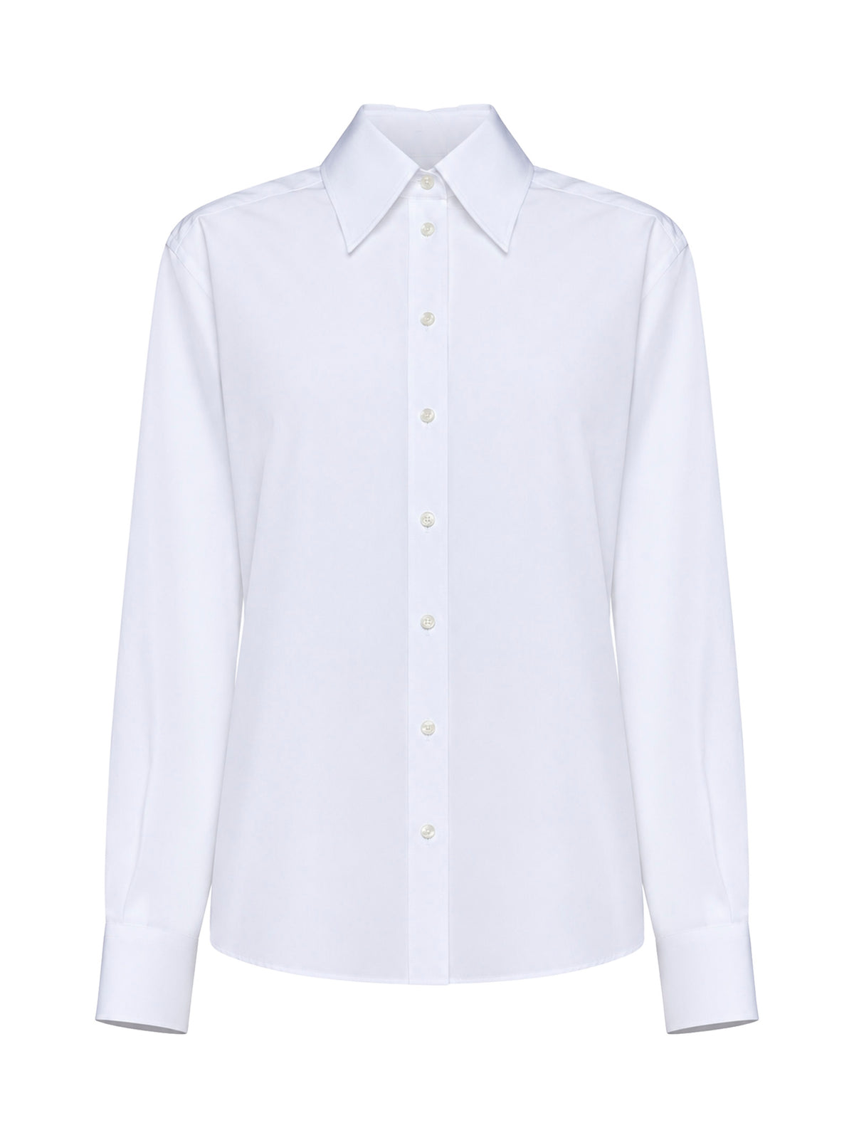 Camicia a doppio colletto in popeline di cotone bianco