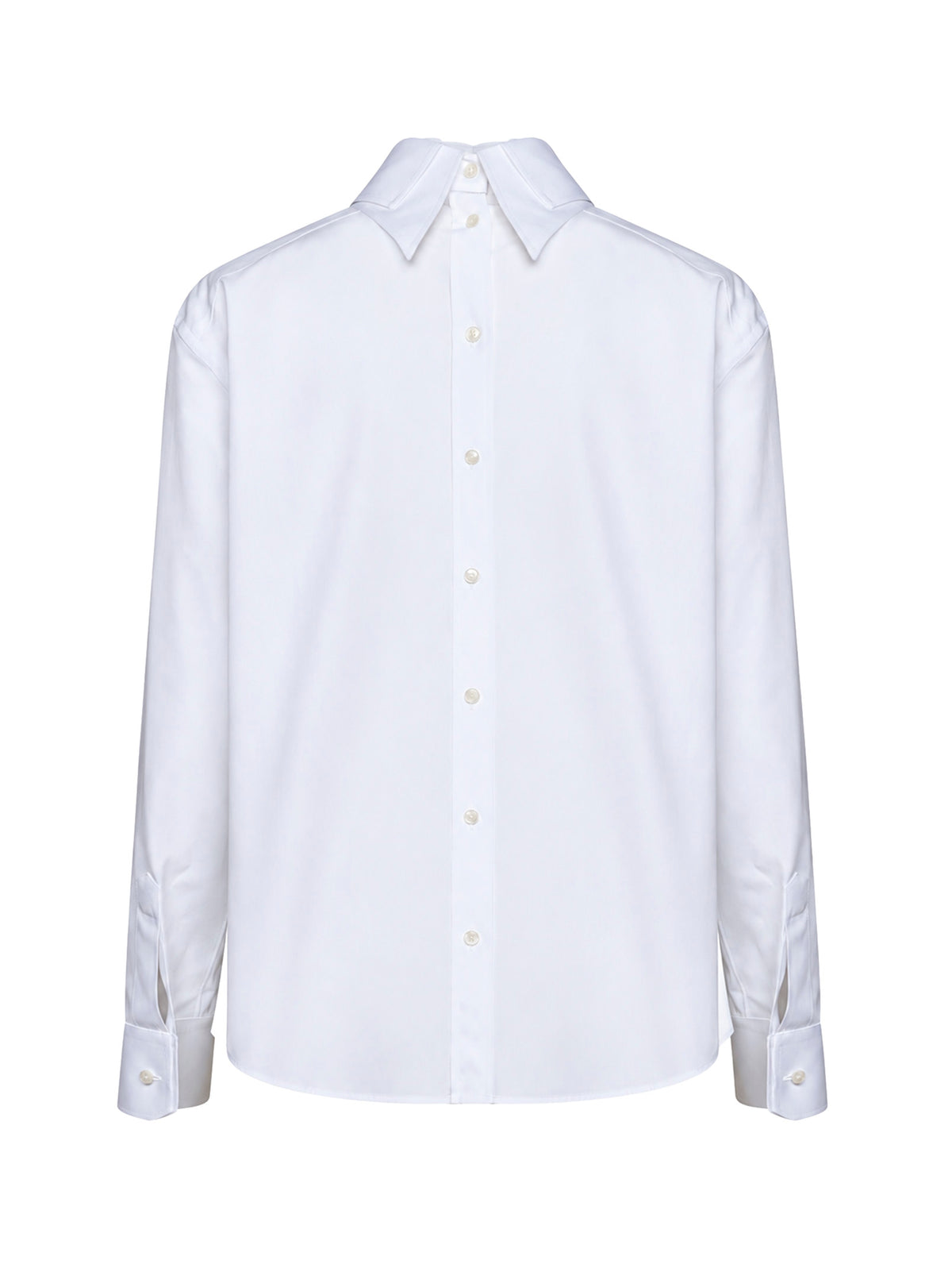 Camicia a doppio colletto in popeline di cotone bianco