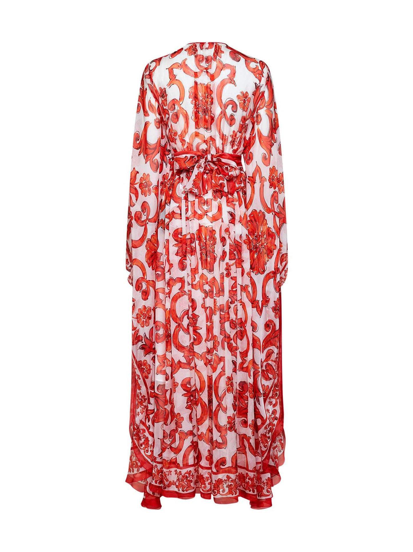 Orange Maiolica-print silk kaftan long dress