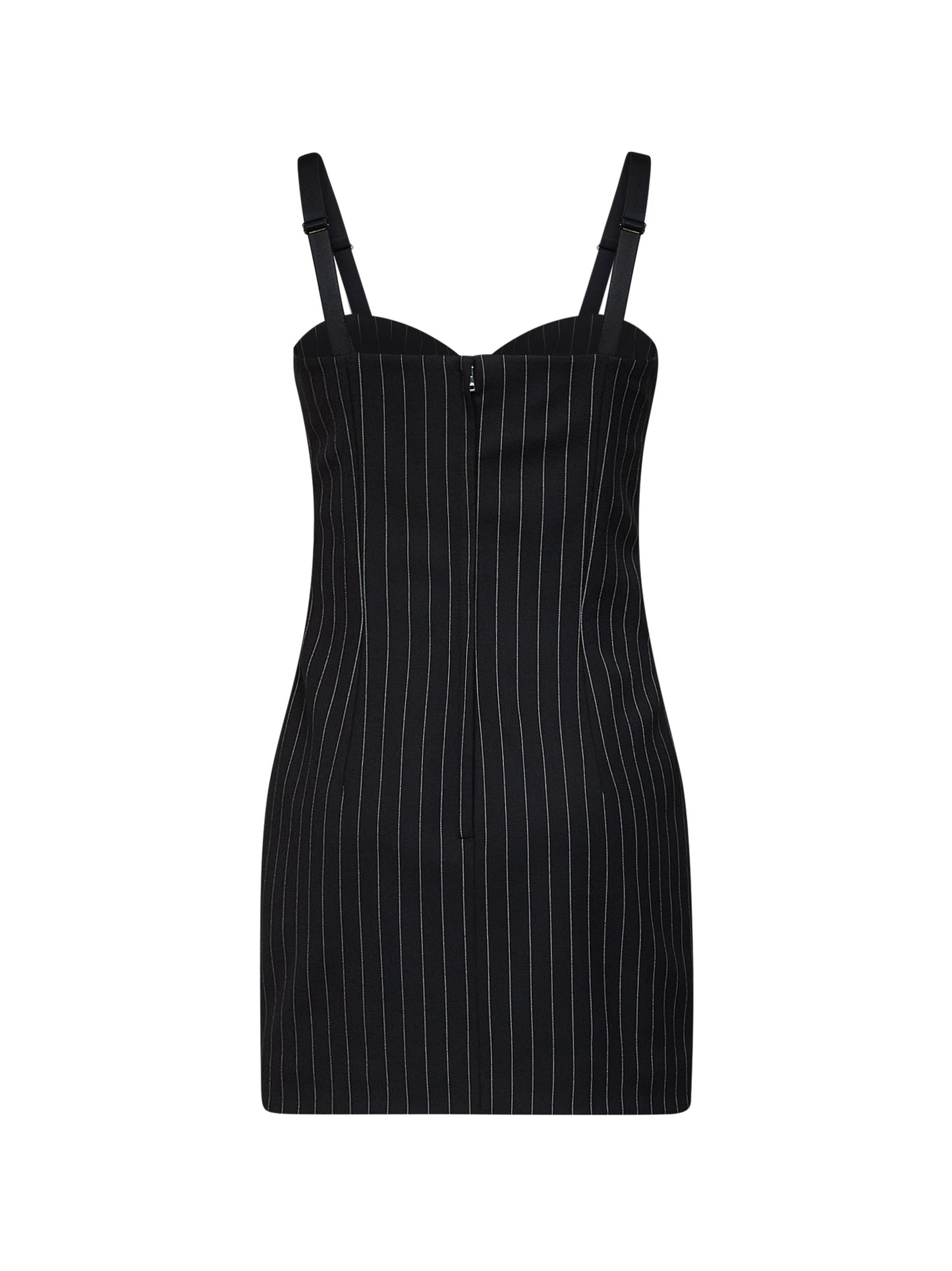 Miniabito bustier in lana gessata stretch nera