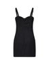 Miniabito bustier in lana gessata stretch nera