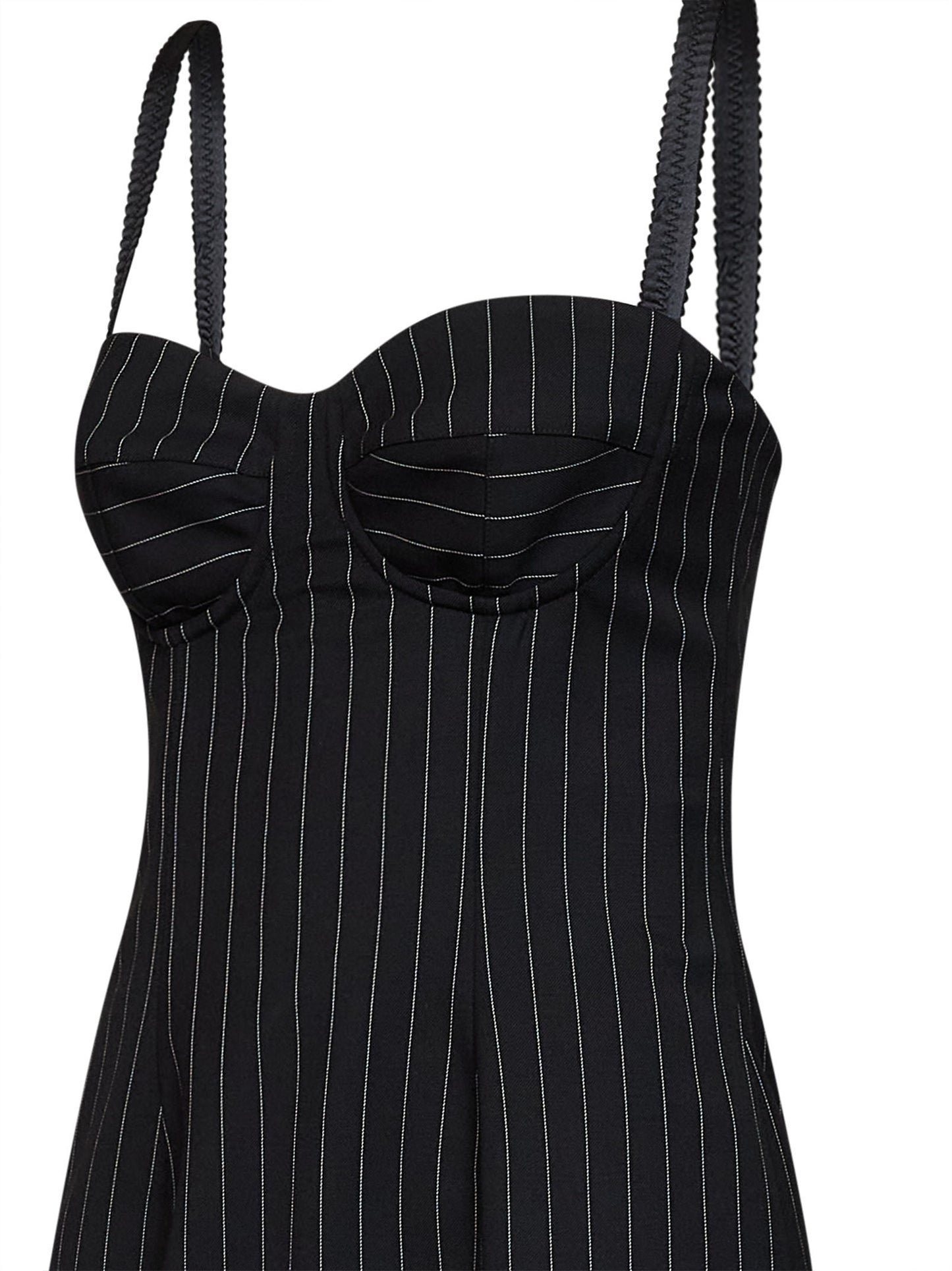 Miniabito bustier in lana gessata stretch nera