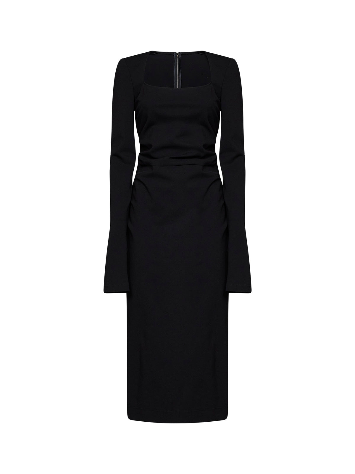Black jersey midi sheath dress
