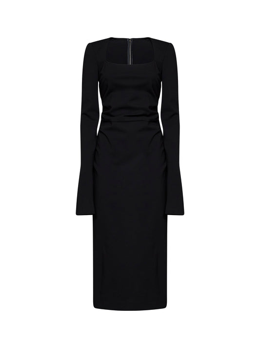 Black jersey midi sheath dress