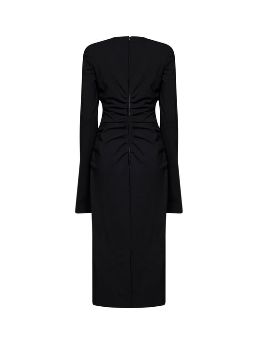 Black jersey midi sheath dress