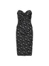 Abito bustier midi in charmeuse stampa Fiorellini nero