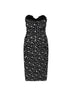 Abito bustier midi in charmeuse stampa Fiorellini nero