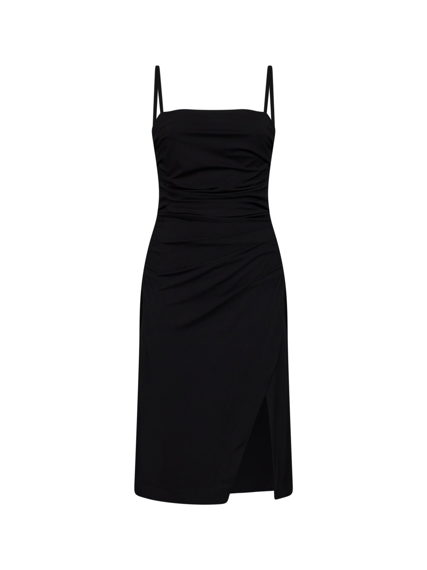 Abito midi drappeggiato in jersey stretch nero