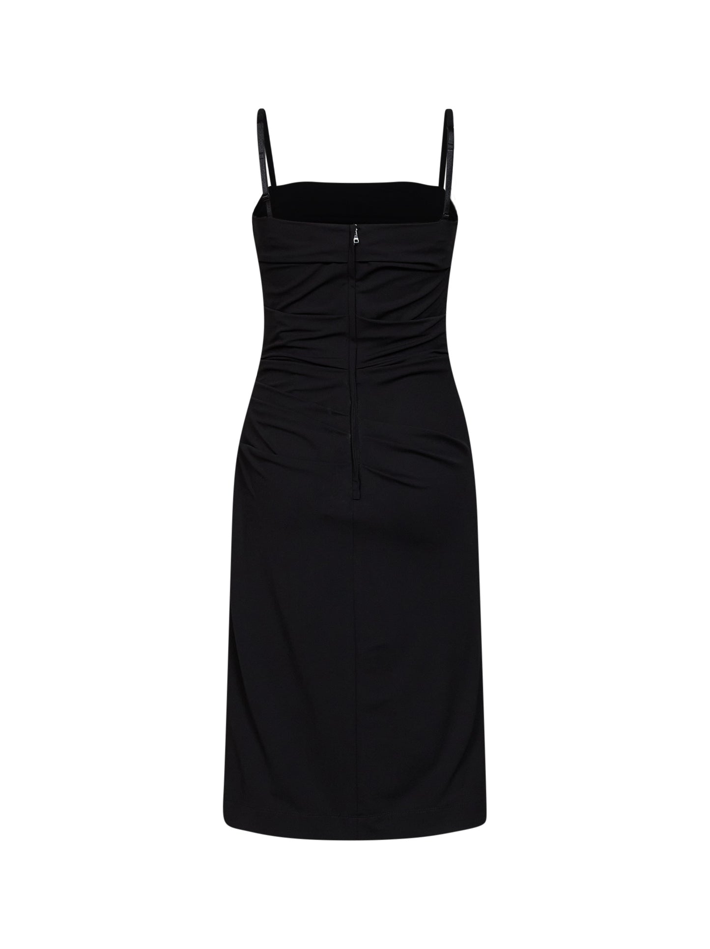 Abito midi drappeggiato in jersey stretch nero