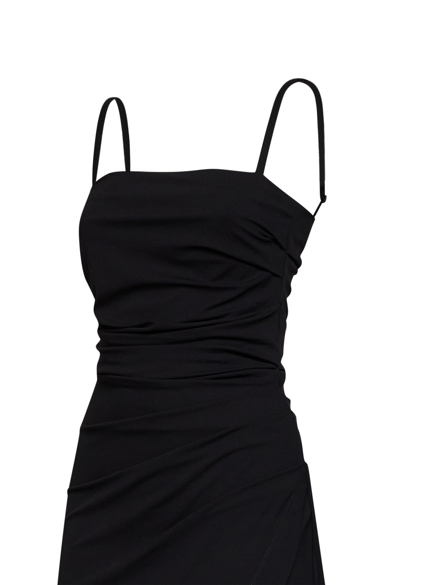 Abito midi drappeggiato in jersey stretch nero
