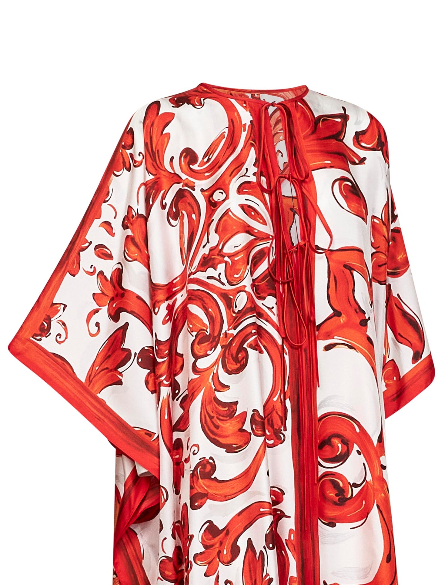 Orange Maiolica-print twill kaftan dress