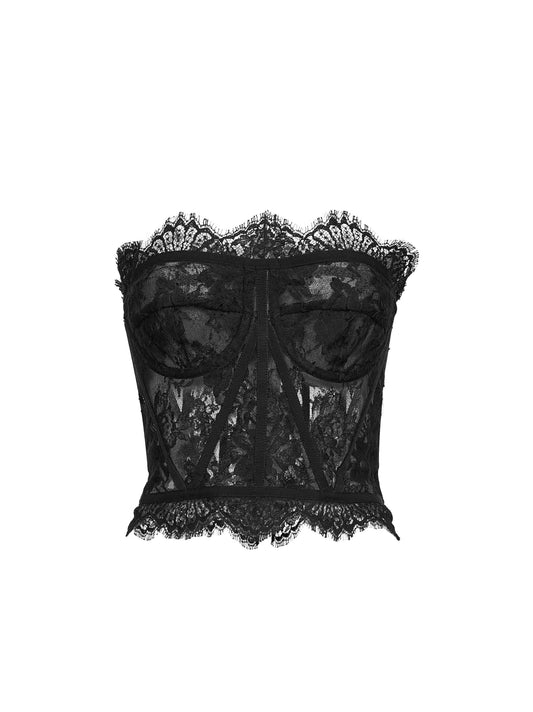 Black chantilly lace bustier