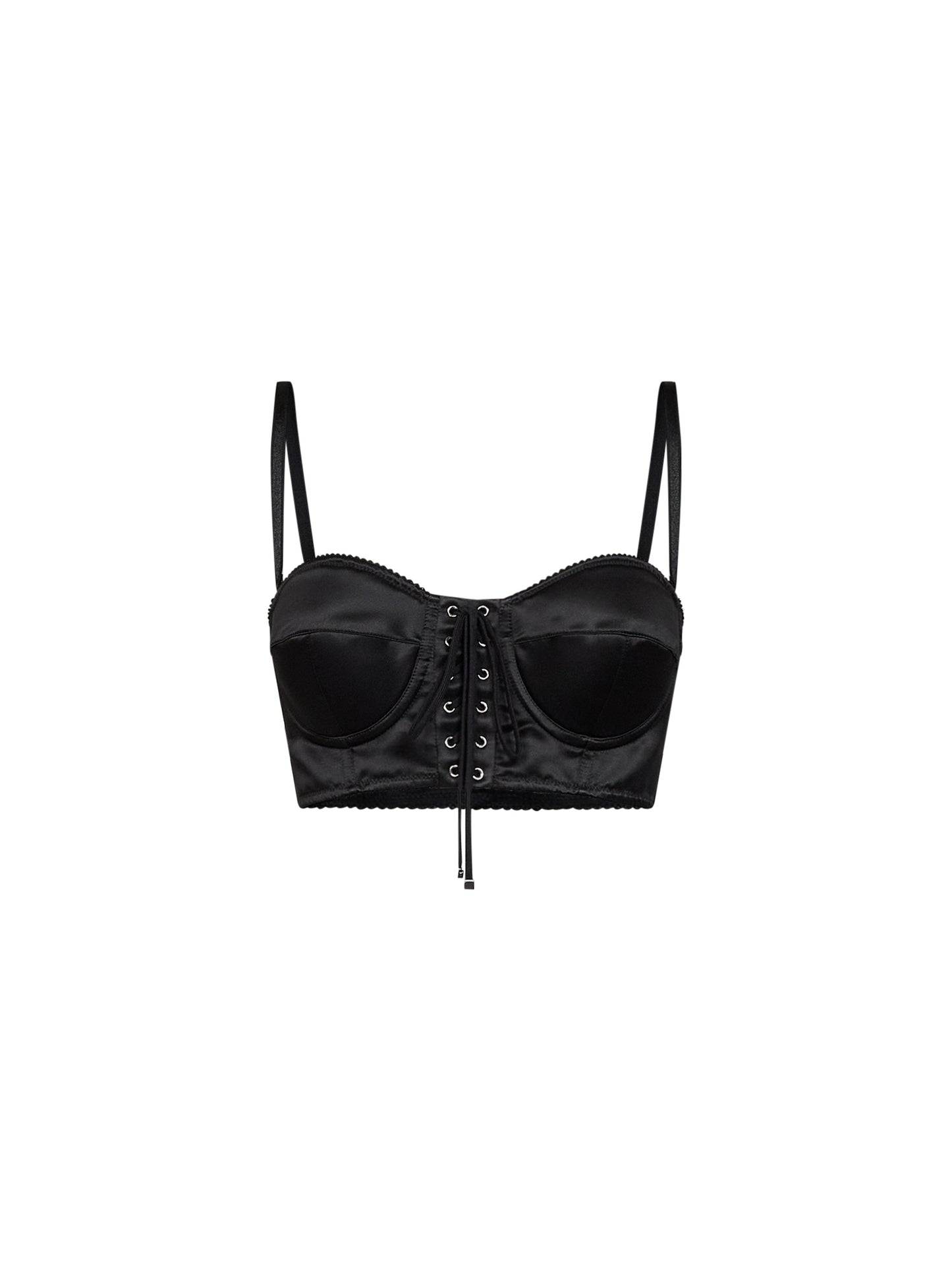 Top bustier in raso stretch nero