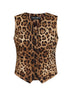 Leo-print stretch wool and silk single-breasted vest