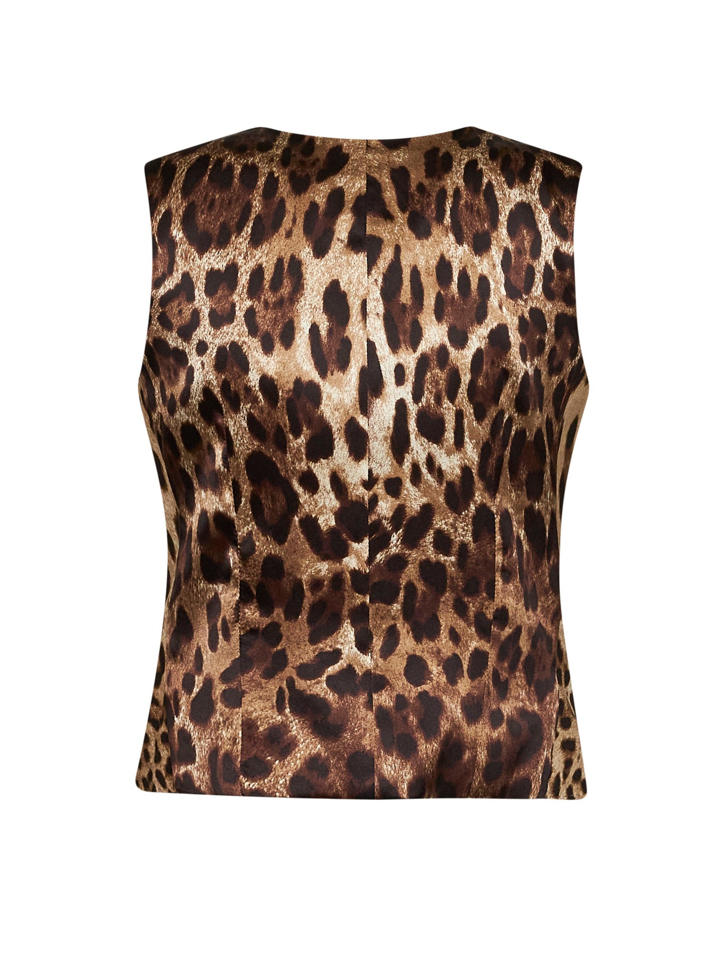 Leo-print stretch wool and silk single-breasted vest