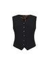 Gilet in lana stretch nera con retro stampa Leopardo