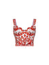 Top bustier in charmeuse stampa Maiolica arancione