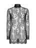 Top lungo in pizzo Chantilly nero