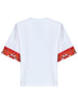 T-shirt in jersey bianco con foulard stampa Maiolica
