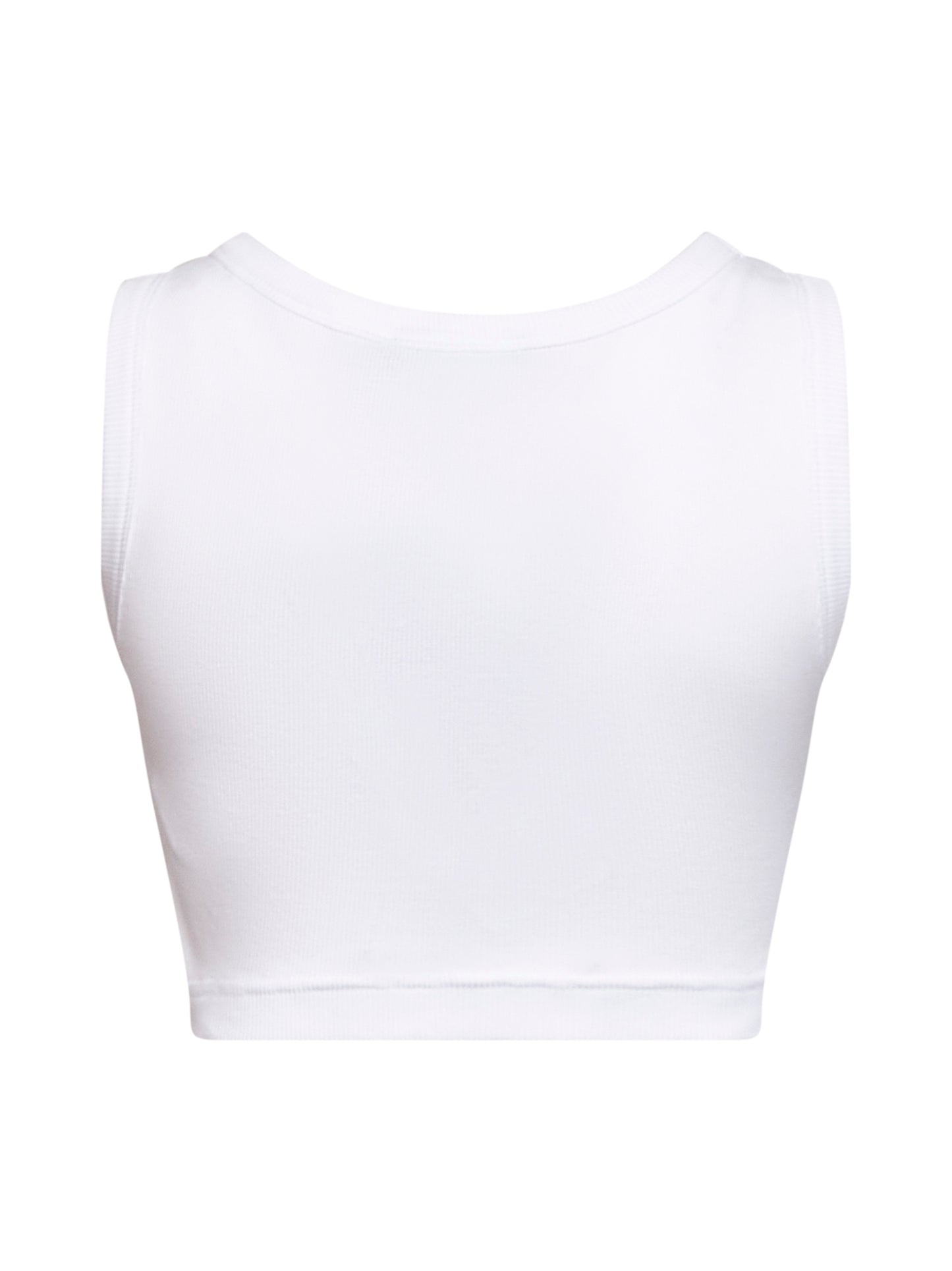 Canotta crop in cotone a costine bianco con logo