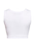 Canotta crop in cotone a costine bianco con logo