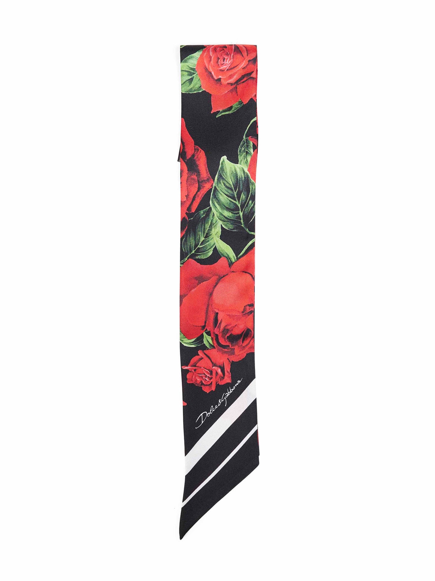 Bandeau 6x100 in twill di seta nero stampa Rose