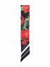 Bandeau 6x100 in twill di seta nero stampa Rose