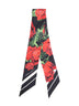 Bandeau 6x100 in twill di seta nero stampa Rose