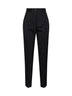 Black pinstriped stretch wool cigarette trousers