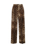 Leo-print stretch wool wide-leg trousers