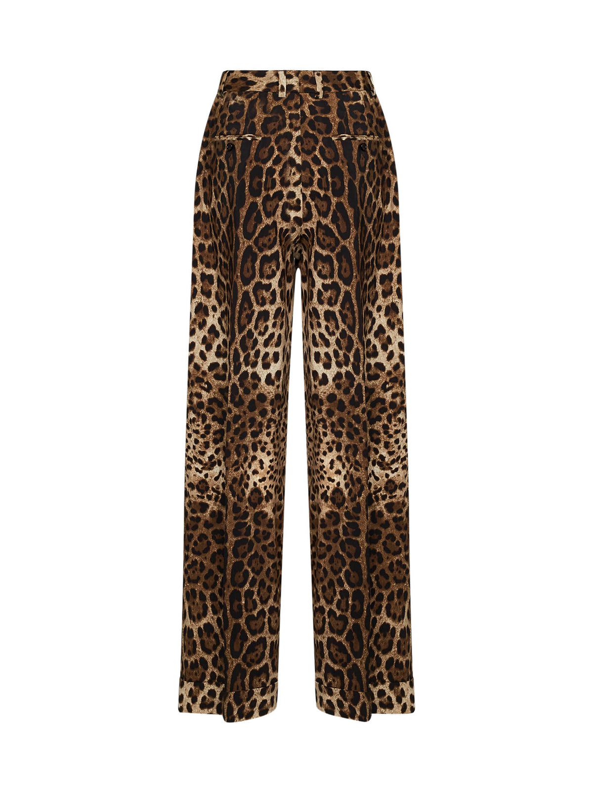 Leo-print stretch wool wide-leg trousers