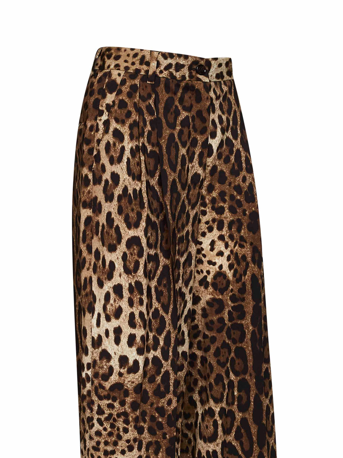 Leo-print stretch wool wide-leg trousers